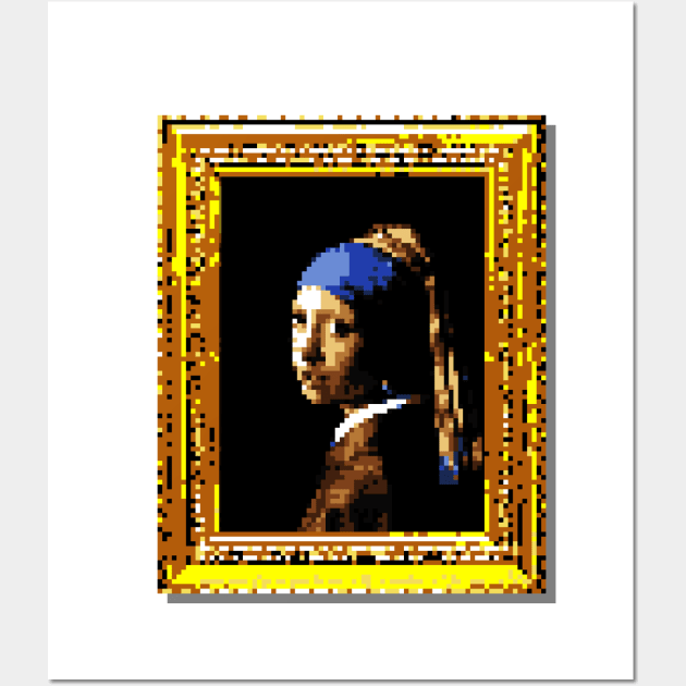 8-Bit Girl with a Pearl Earring Wall Art by GrumpyVulcan